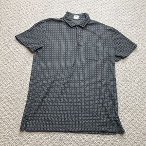 Urban Outfitters Polo Shirt Mens Small Gray Check Short Sleeve Rugby Golf Pocket